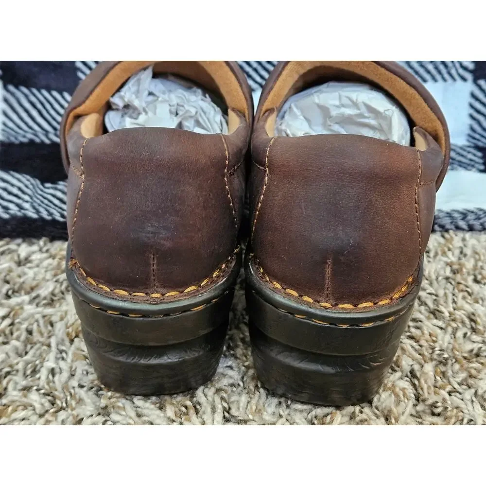 b.o.c Born Concept Brown Leather Comfort Clogs Women’s 7 Wide Slip On Shoes